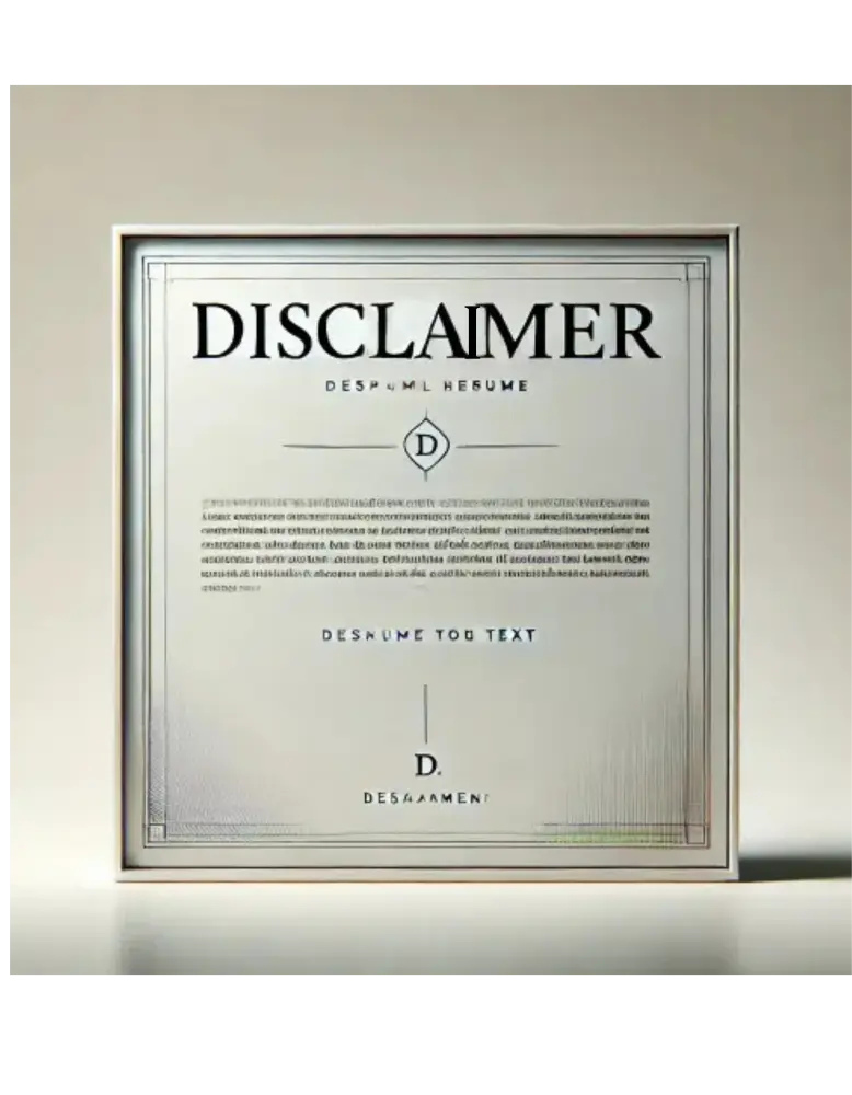 Minimalist image with the word 'Disclaimer' at the top, set on a light background with space for additional text below.