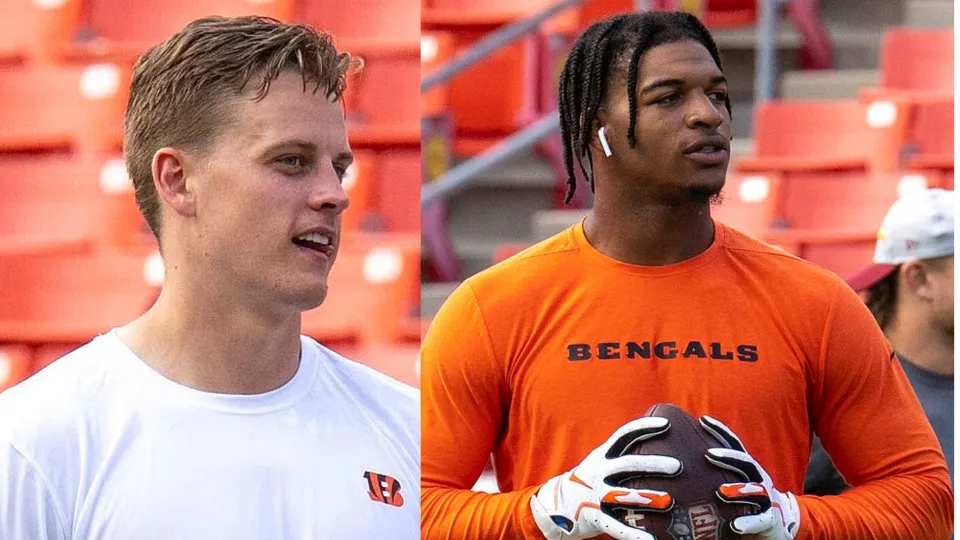 Joe Burrow and Ja'Marr Chase in their Cincinnati Bengals jerseys, captured in action during an NFL game. Photo by All Pro Reels, licensed under CC BY 2.0.